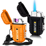 2 Pack Waterproof/Windproof Butane Lighter for Outdoor
