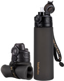 Collapsible Foldable Silicone Water Bottles 20oz, Leak Proof, BPA-Free