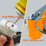 2 Pack Waterproof/Windproof Butane Lighter for Outdoor