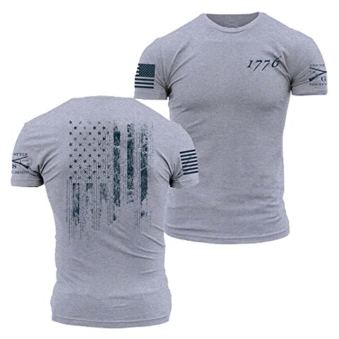 Grunt Style 1776 Flag Men's T-Shirt (Heather Grey, Large)
