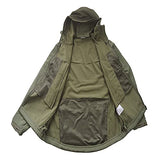 Windproof Softshell Tactical Hoodie Fleece Hunting Jacket Coat Army Green