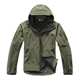 Windproof Softshell Tactical Hoodie Fleece Hunting Jacket Coat Army Green