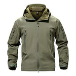 Windproof Softshell Tactical Hoodie Fleece Hunting Jacket Coat Army Green