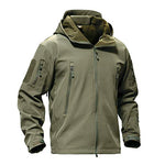 Windproof Softshell Tactical Hoodie Fleece Hunting Jacket Coat Army Green