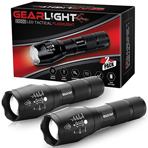 GearLight 2-Pack Tactical Flashlight