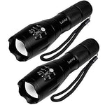 Tactical Flashlight 2 Pack - Tac Light Torch Flashlight - As Seen on TV XML T6 - Brightest LED Flashlight with 5 Modes - Adjustable Waterproof Flashlight for Biking Camping by LETMY