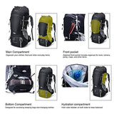 Mountaintop 65L Outdoor Hiking Backpack Camping Backpack Internal Frame Bag, Black