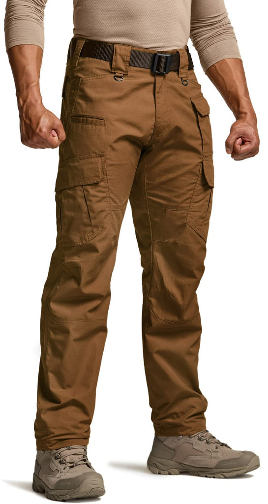 ADSSDQ Tactical Waterproof Pants, Water Resistant Cargo Pants For Men Mens Ripstop Military Hiking Work Cargo Pants With Pockets Khaki M